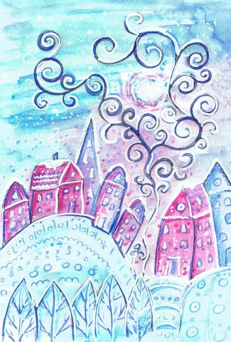 Зимний пейзаж в стиле Карлы Джерард